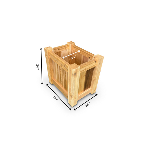 Raised Garden Bed Cedar Planter - 24"L x 18"W x 24"H