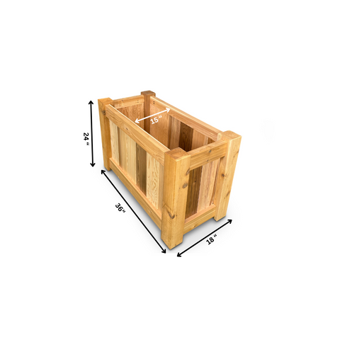 Raised Garden Bed Cedar Planter - 36&quot;L x 18&quot;W x 24&quot;H