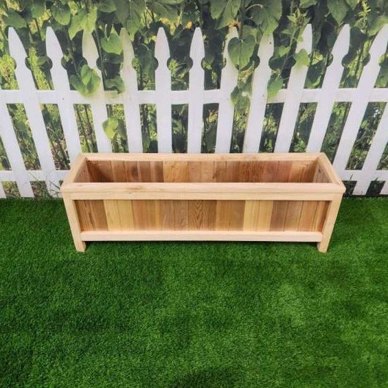 48″L x 12″W x 15″H – Western Red Cedar Raised Flower Planter