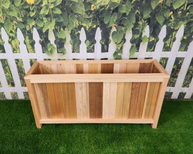 48″L x 12″W x 24″H – Full Panel Western Red Cedar Raised Garden Planter