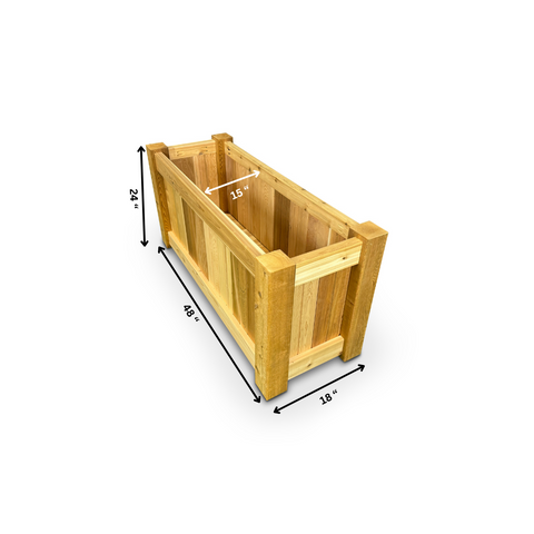 Raised Garden Bed Cedar Planter - 48"L x 18"W x 24"H