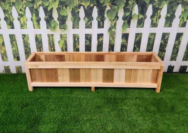 60″L x 12″W x 15″H – Western Red Cedar Raised Flower Planter