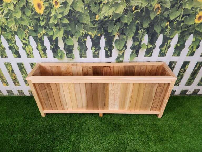 60″L x 12″W x 24″H – Full Panel Western Red Cedar Raised Garden Planter