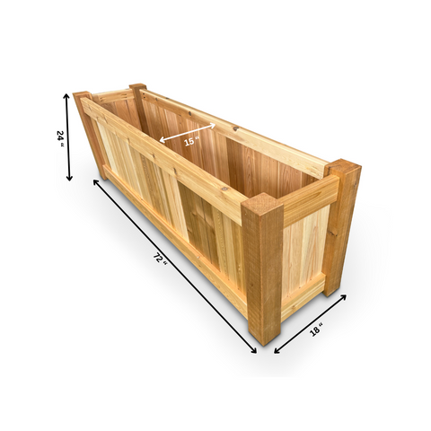 Raised Garden Bed Cedar Planter - 72"L x 18"W x 24"H